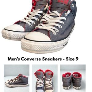 Converse Men's Sneakers in Gray with Red Highlights